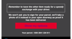 DPD email showing the red 'Show my options' button